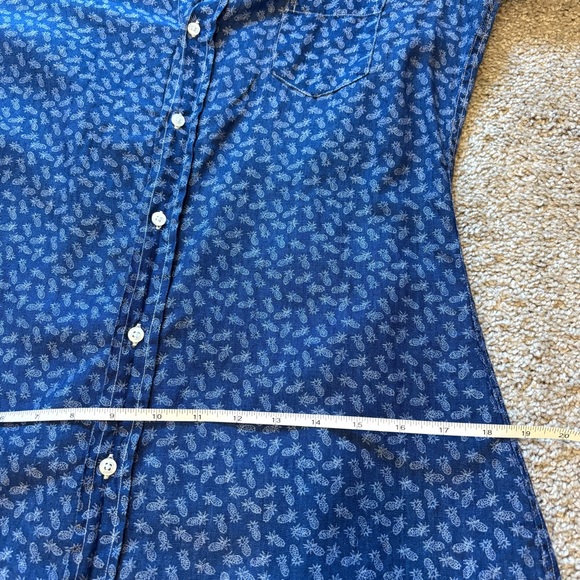 Frank & Eileen Murphy Blue White Pineapple Linen Shirt Dress Women’s Small - Picture 8 of 10